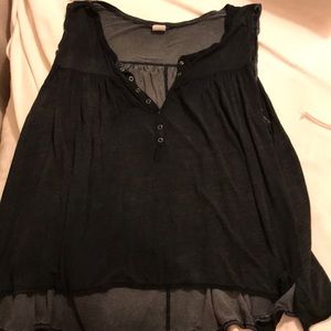 Free People Black flows snap up tank top