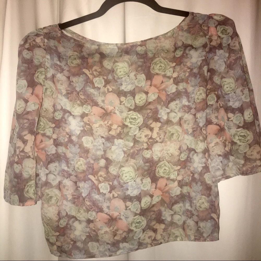 Pastel floral chiffon crop top - American Apparel