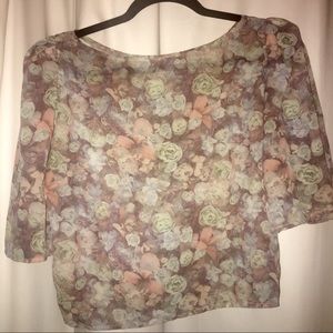 Pastel floral chiffon crop top - American Apparel