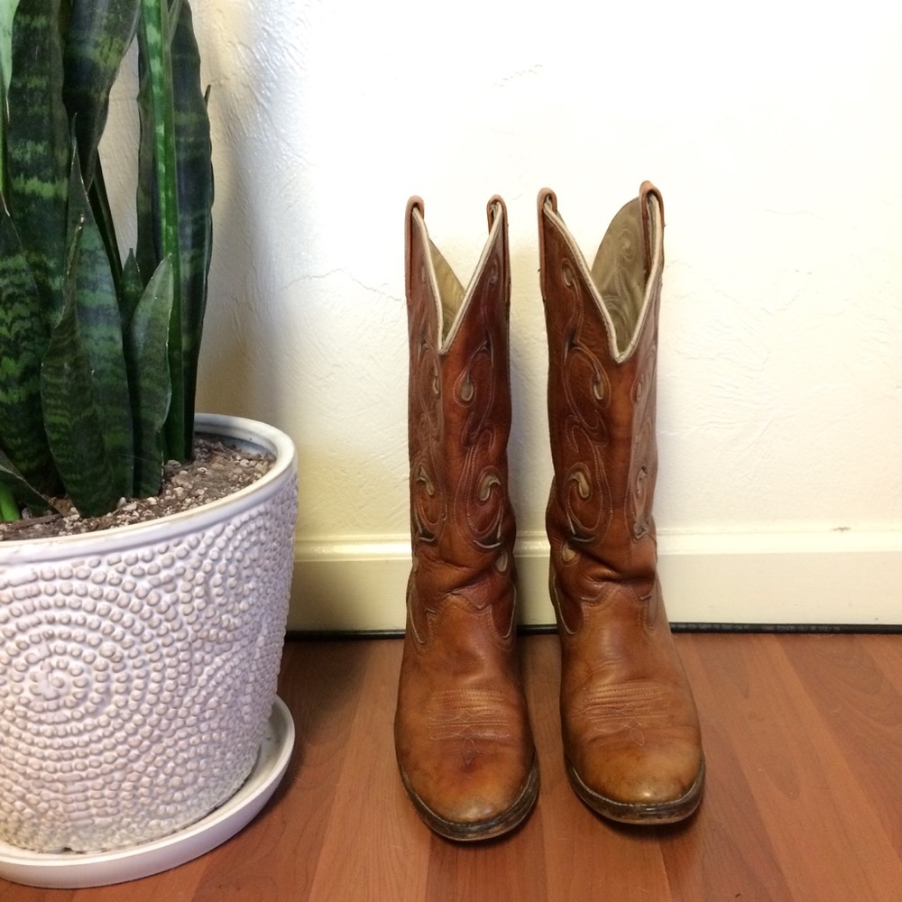 Vintage Leather Cowboy Boots