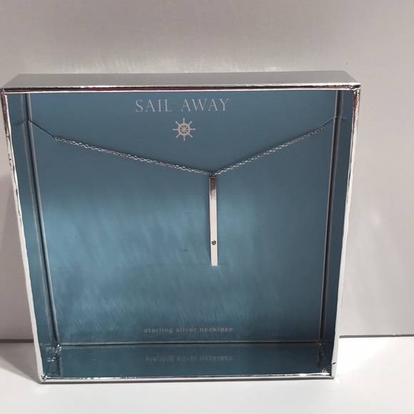 Sterling silver bar with CZ ‘s  necklace - Picture 1 of 2