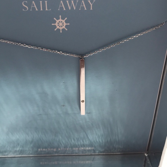 Sterling silver bar with CZ ‘s  necklace - Picture 2 of 2