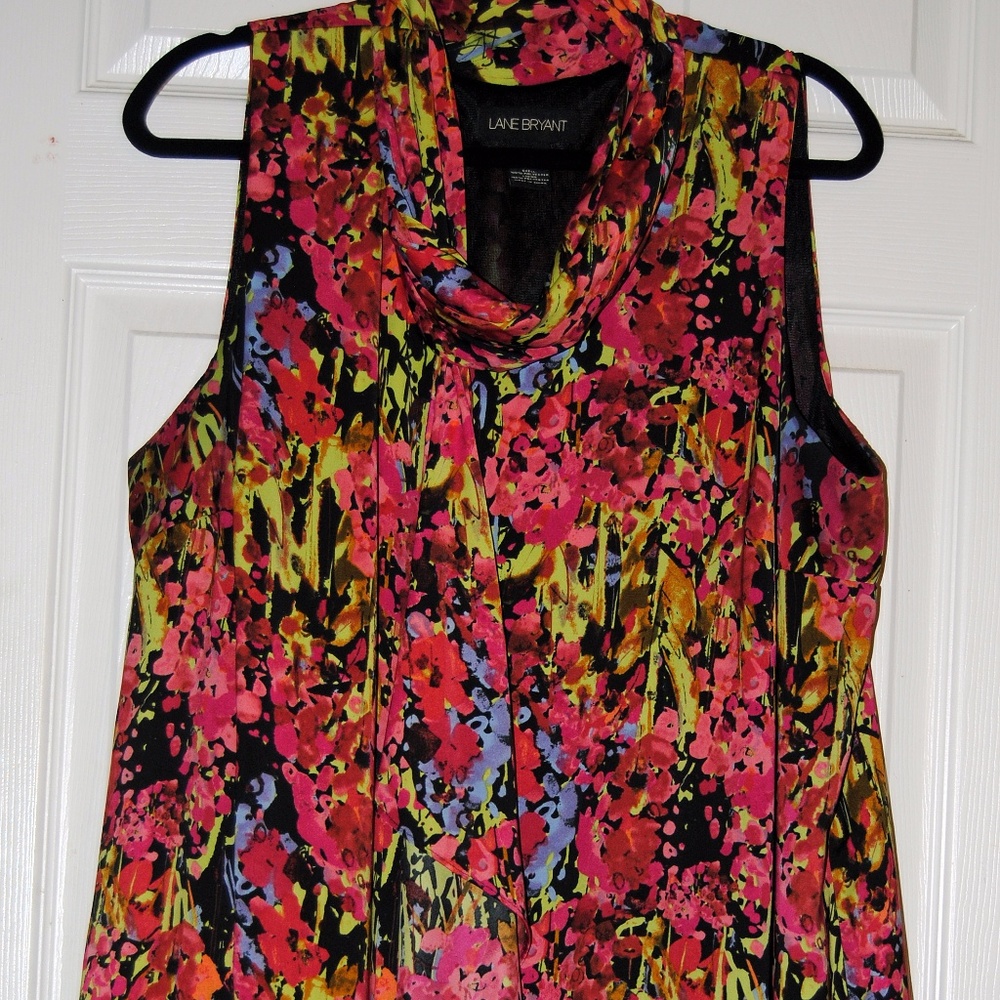 Red Abstract Floral Sleeveless Tunic Dress