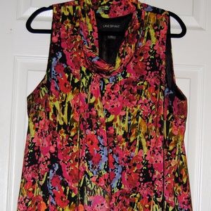 Red Abstract Floral Sleeveless Tunic Dress