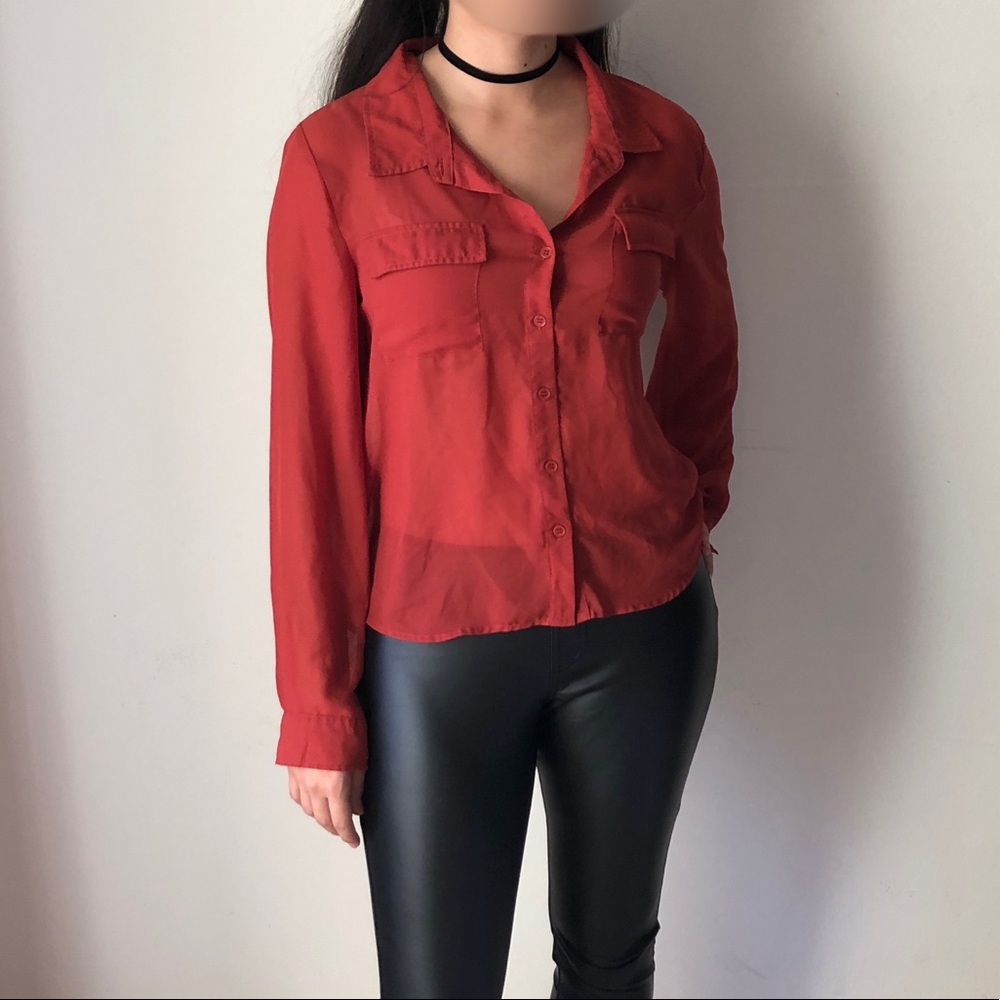 PINK ROSE orange chiffon blouse