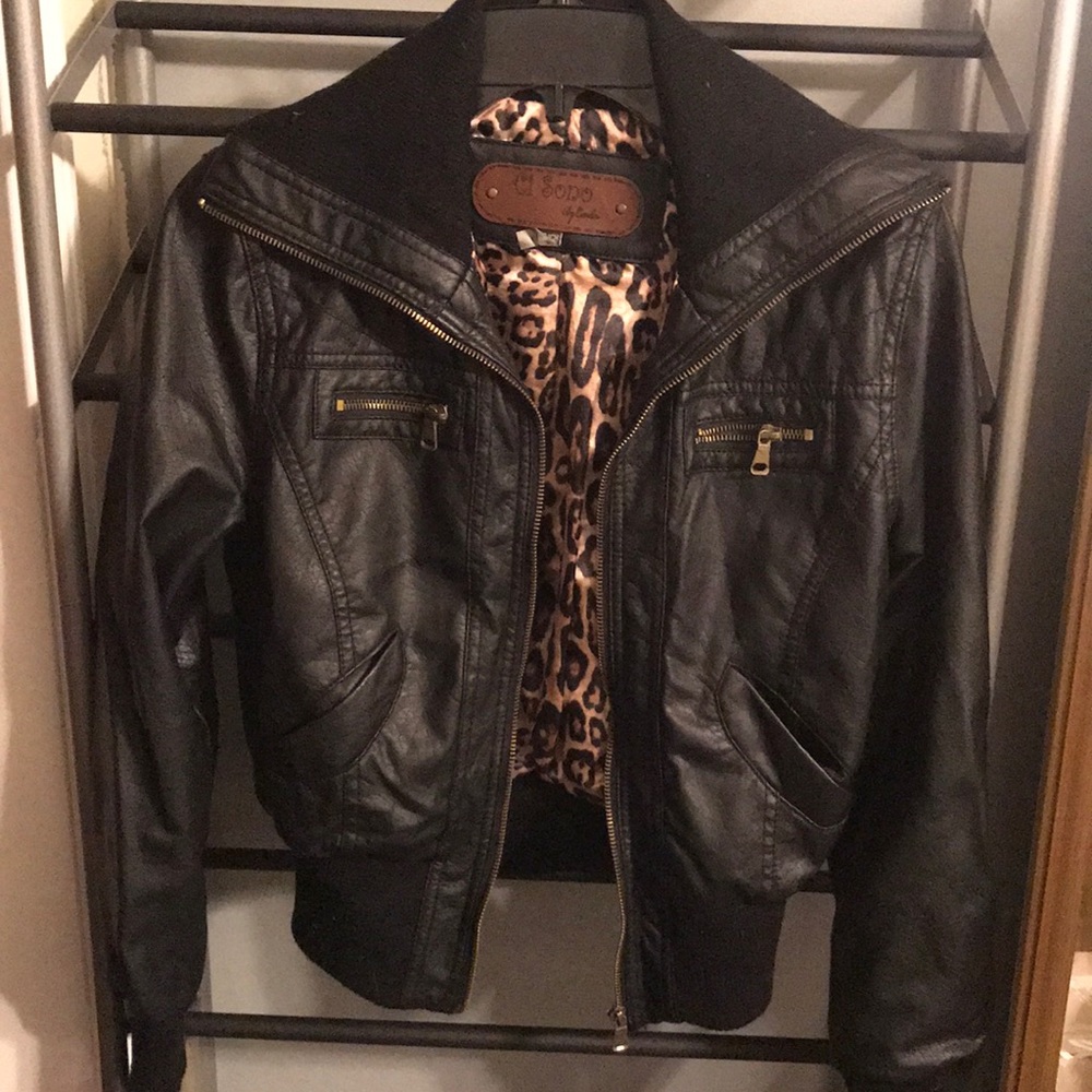 Pleather zip up jacket