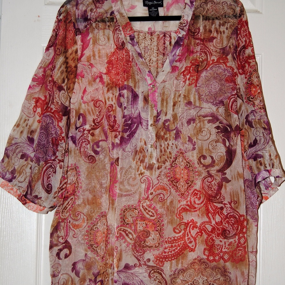 Beautiful Sheer Peasant Blouse Size 22/24