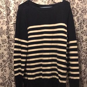 J. Crew Navy/White Striped Boat Neck Sweater