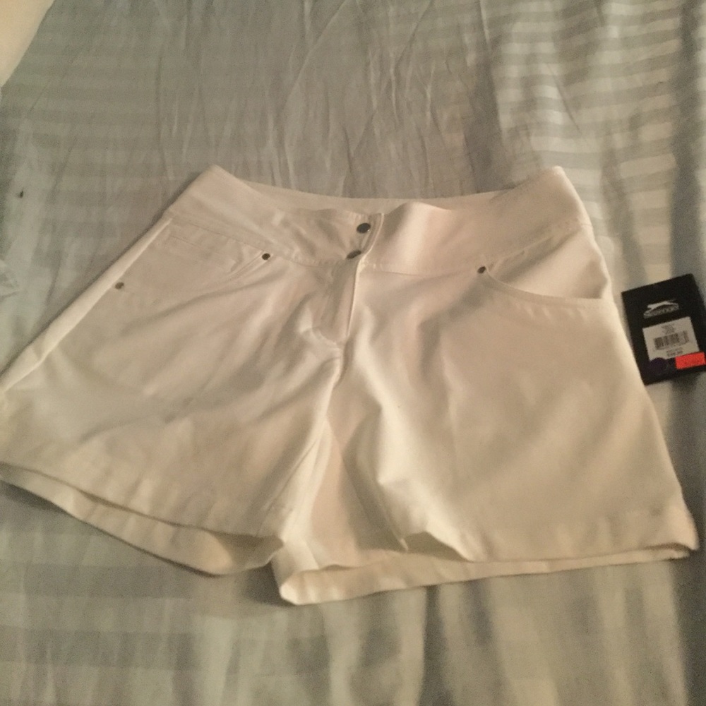 Slazenger white womens golf shorts with hydro dry!