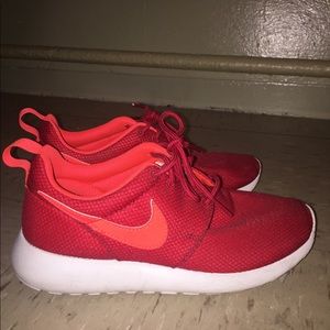 Red and Orange Nike Roshe Shoes