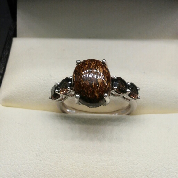 4.75ctw Genuine Goldflake Felspar Platinum/925 - Picture 4 of 8