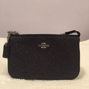 Coach Large Black Wristlet in Glitter Fabric