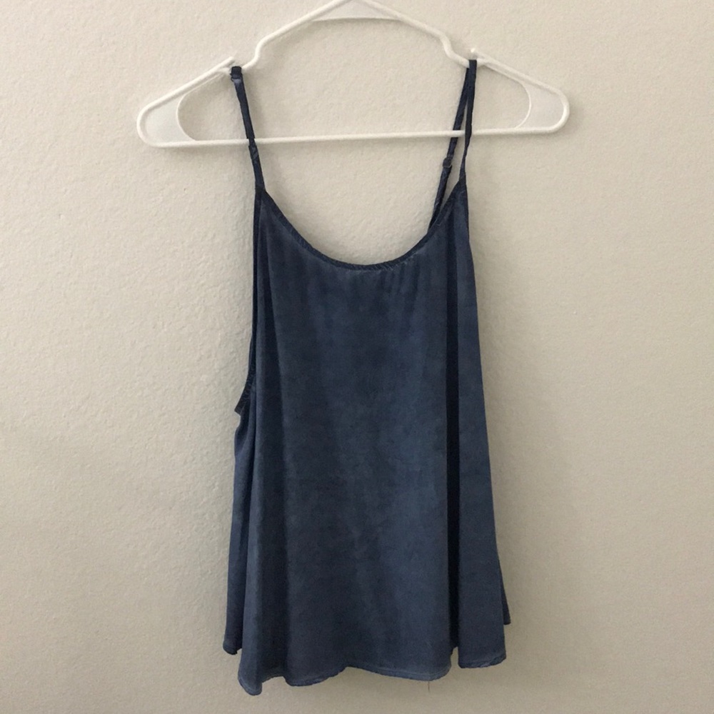 Owl Fish Blue loose tank top criss cross back