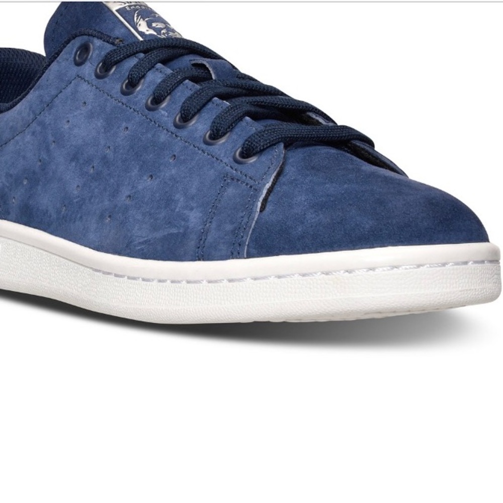 Stan Smith Adidas Blue Suede tennis.