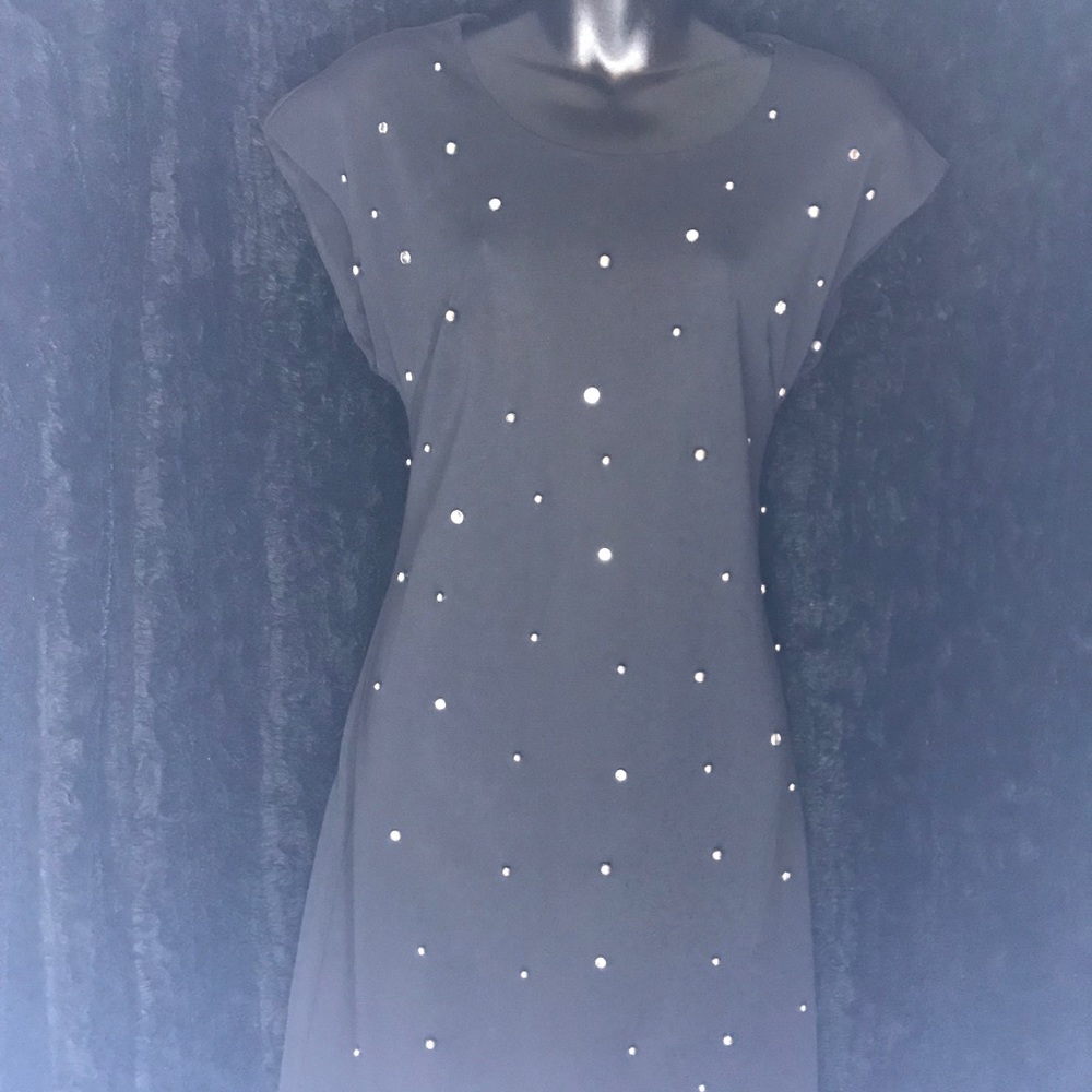 Black Dress Detailed With Silver Studs