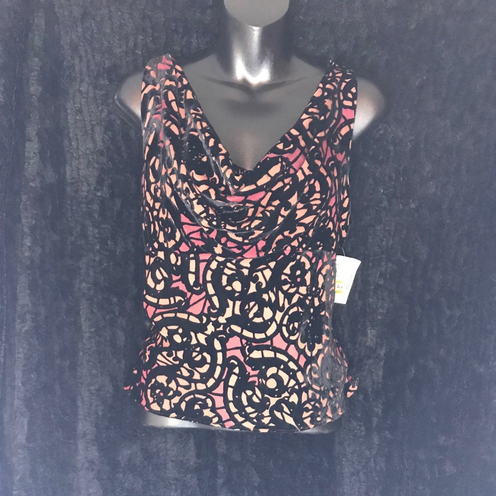 Sunset Ombré Velvet Floral Sleeveless Top