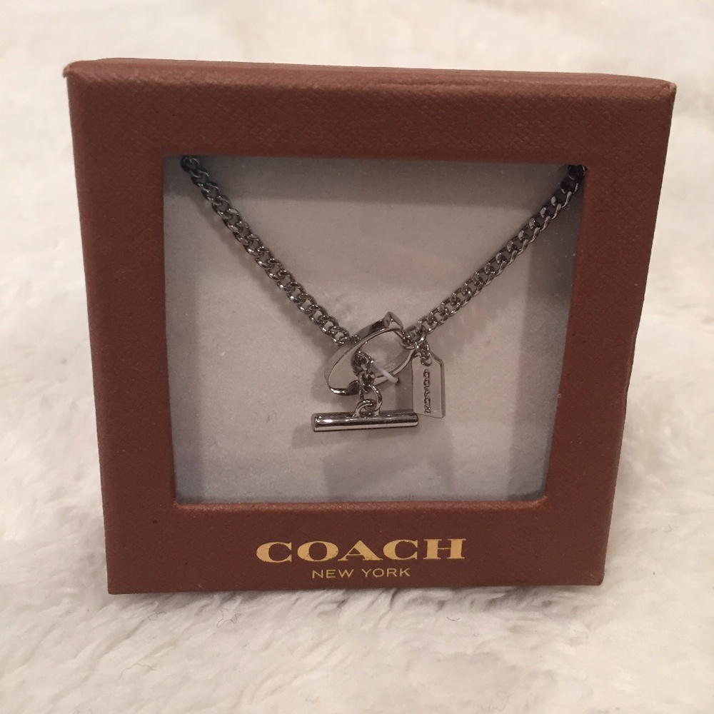 Coach Boxed Signature C Toggle Necklace