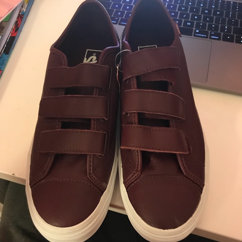 Burgundy Velcro Vans