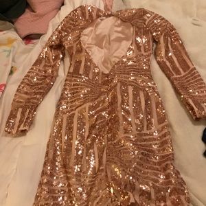 Rose Gold sequin Fashionable Socialite mini dress