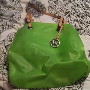 Lime green jelly Michael Kors tote