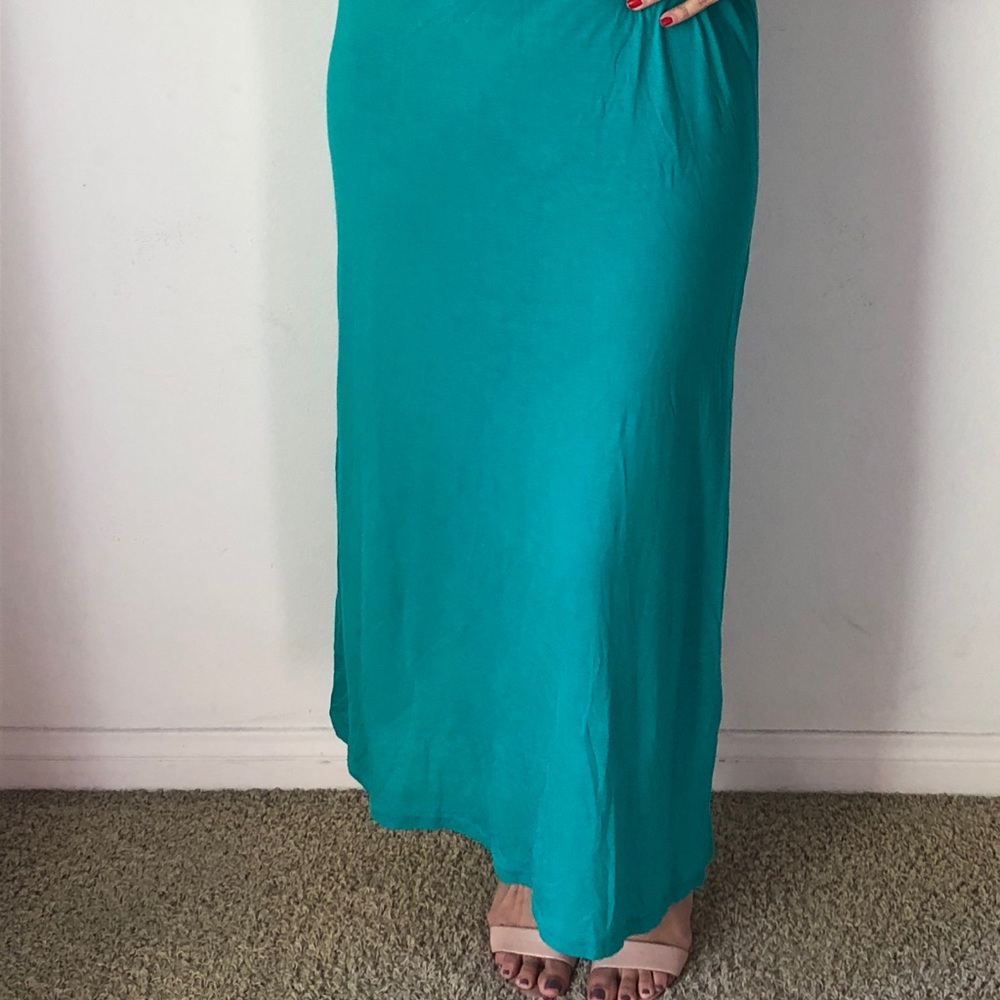 Divided Turquoise Maxi Dress - Picture 2 of 4