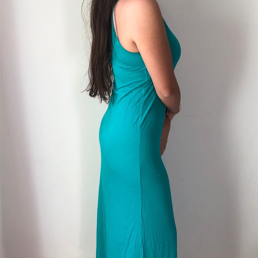 Divided Turquoise Maxi Dress - Picture 4 of 4