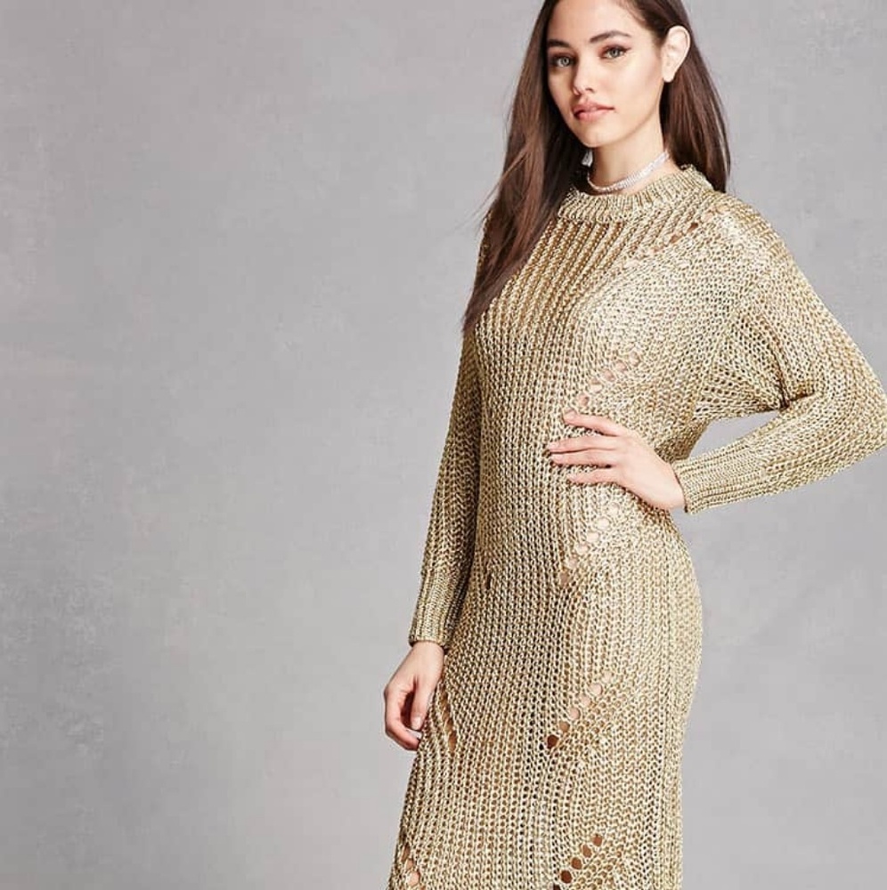 Metallic Ladder-Cutout Dress
