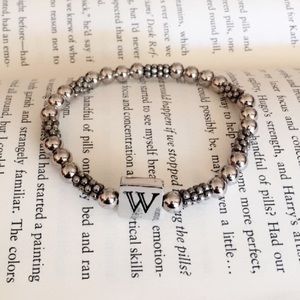 #A186 Silver Bracelet With Initial W as charm