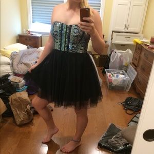 Sequined tulle combo dress