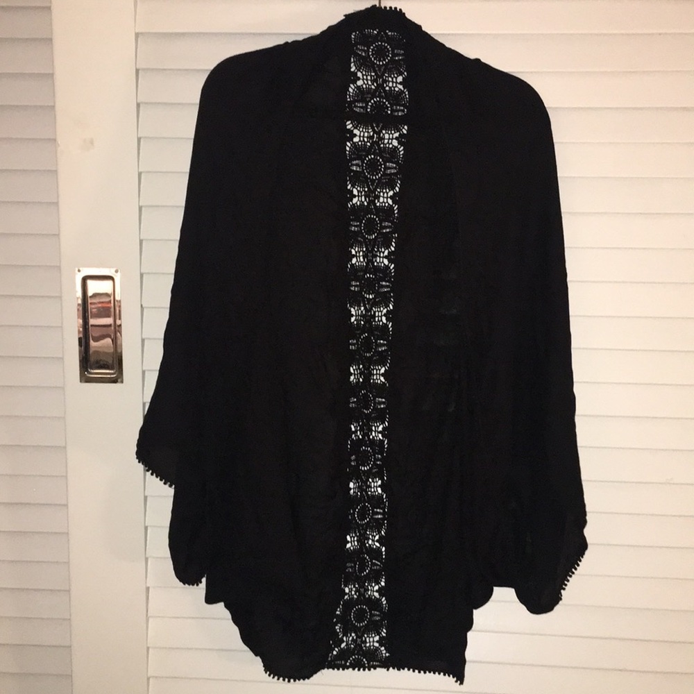 Target black kimono with lace trim. New w/o tags.