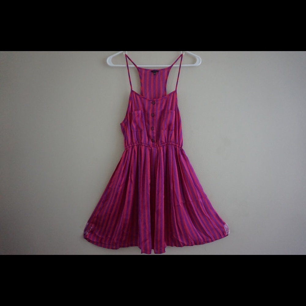 Forever 21 Fuschia Pinstriped Dress