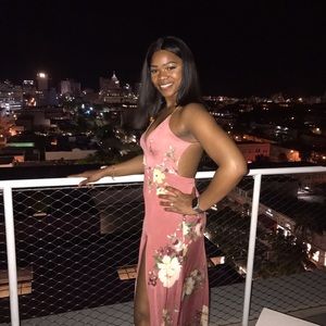 Beautiful Salmon Floral Dress from Fashionova