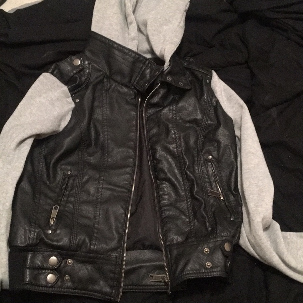 Leather and fabric jacket