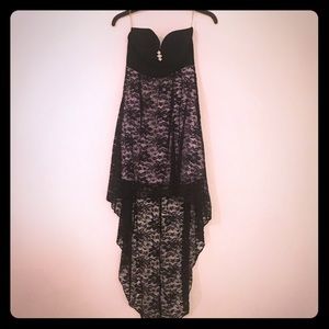 Black lace hi low dress
