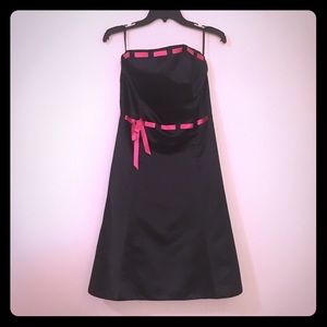 Pink and black strapless dress