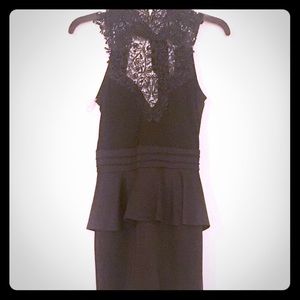 Black lace up peplum dress