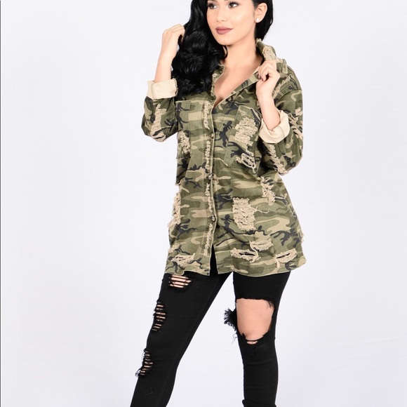camo distressed jacket