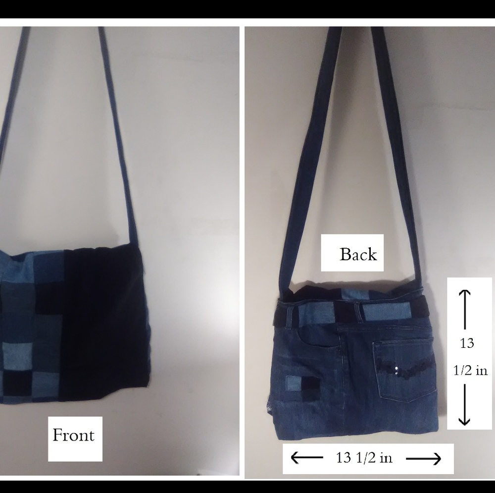 Cross body blue jean bag