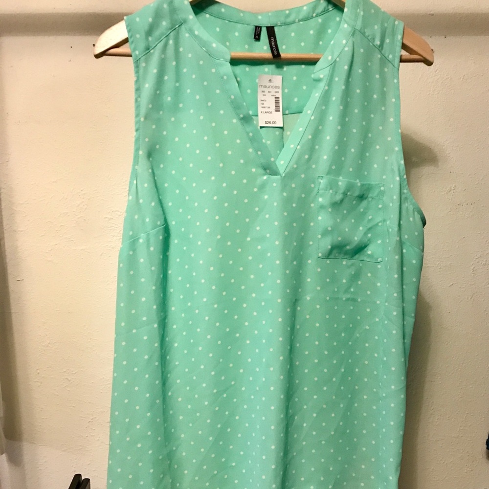 Sleeveless Mint and White Polka Dot Top