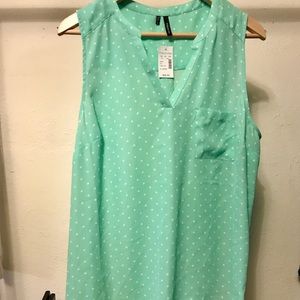 Sleeveless Mint and White Polka Dot Top