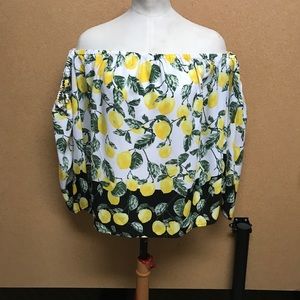 Lemon Cold Shoulder Top with cut out sleeves