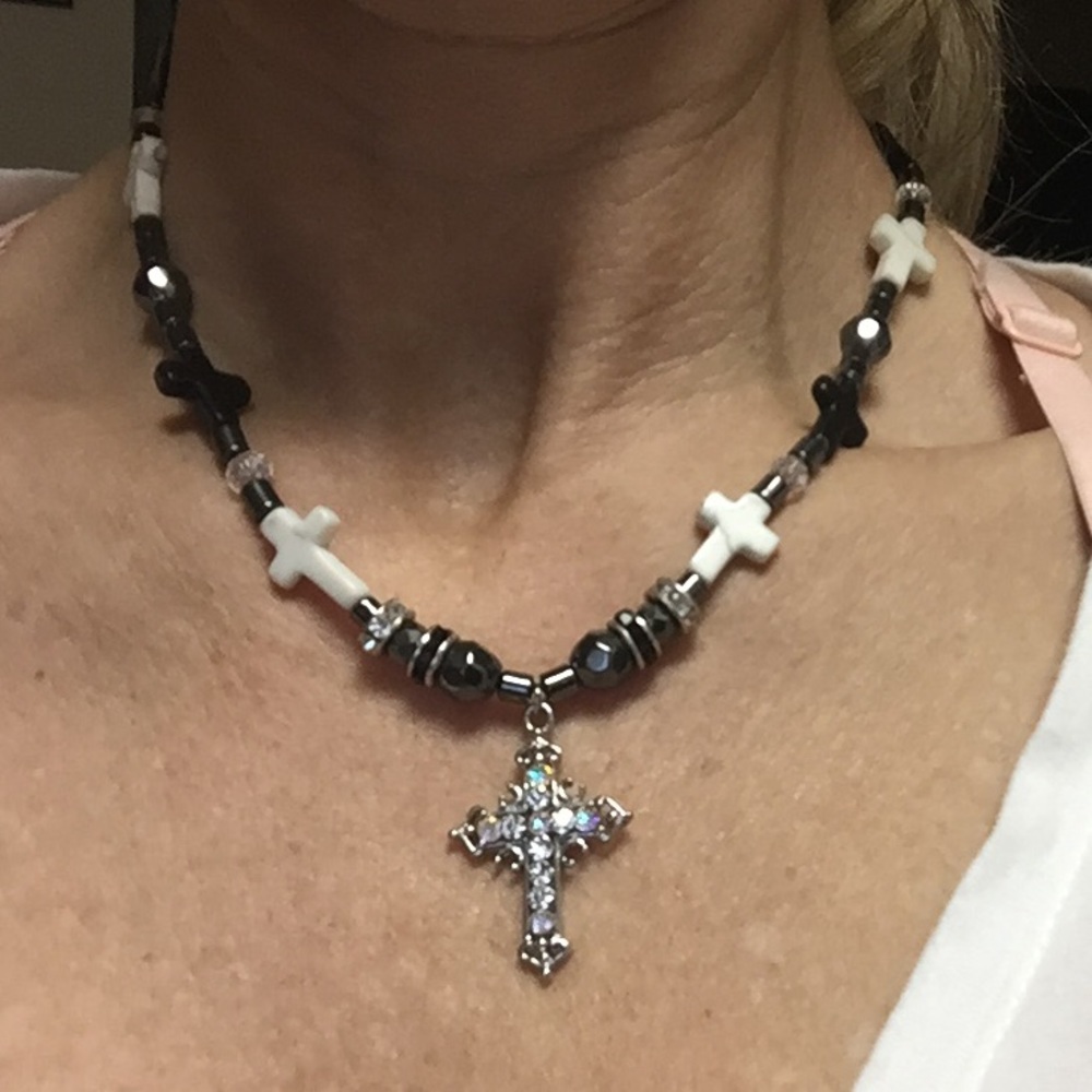 16” Swarovski Crystal & hematite necklace