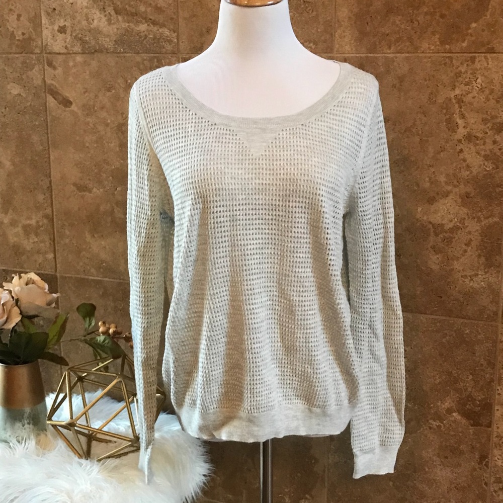 Sporty Chic Lightweight Gray Mesh Sweater