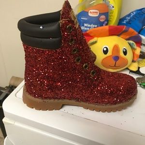 Red glitter boots