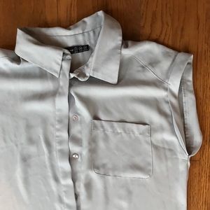 Button up chiffon cap sleeve top