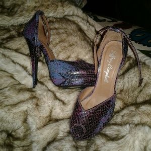 Jeffrey Campbell multi-colored snakeskin shoes