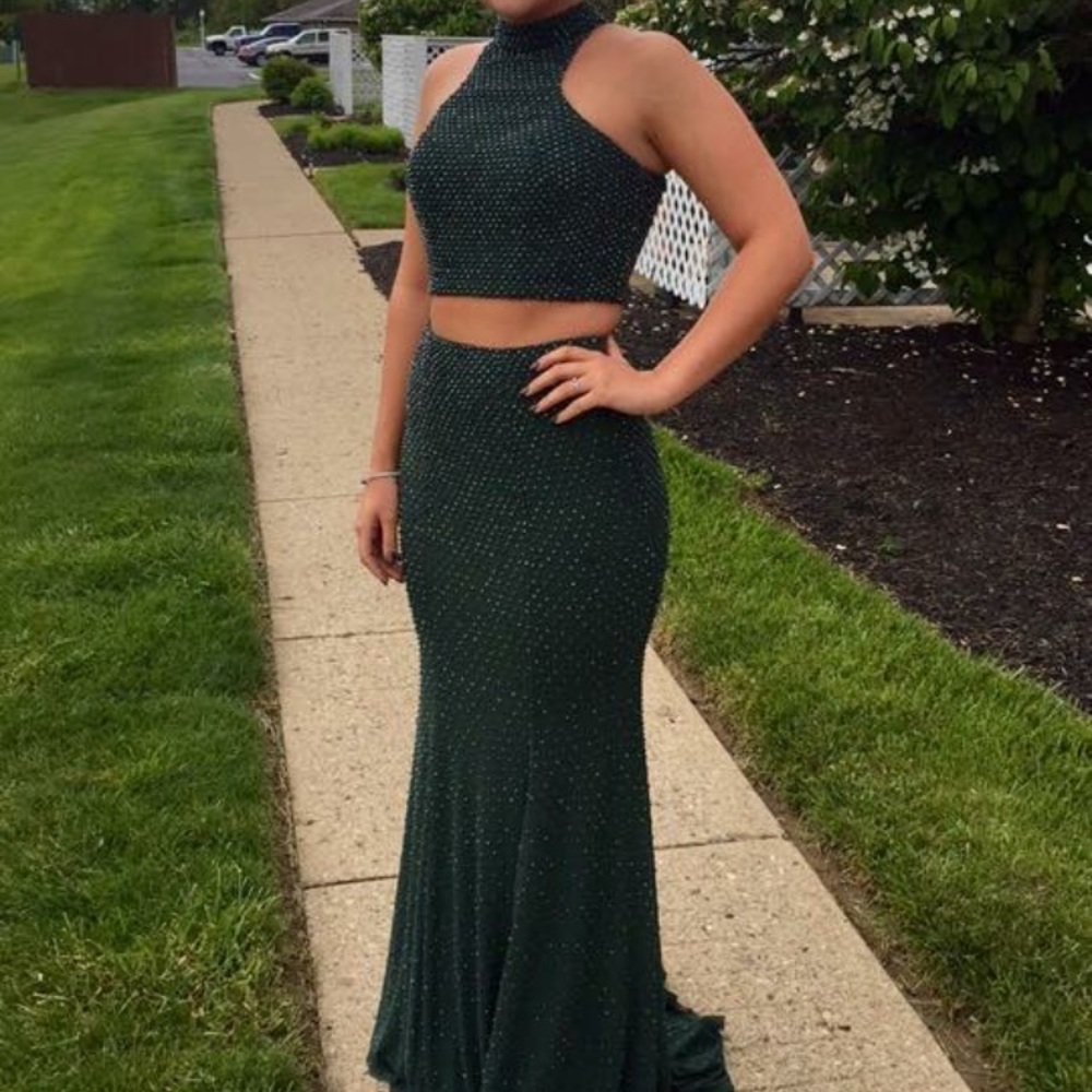 Forest Green La Femme Prom Gown