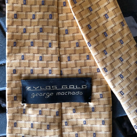 Zylos Gold George Machado Gold Patterned Tie - Picture 2 of 3