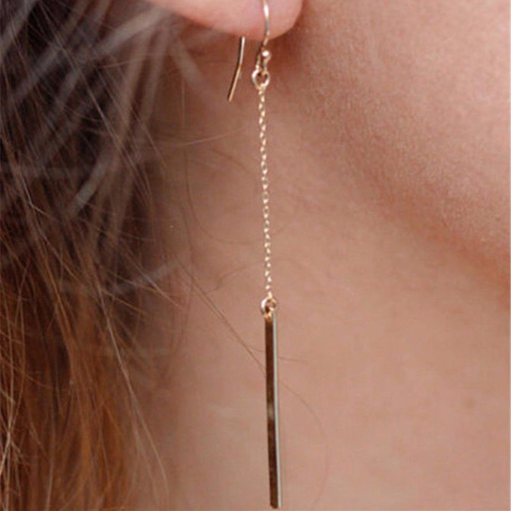 Gold Bar Column Earrings