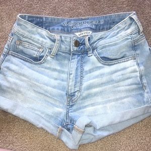 Light Wash American Eagle High Rise shorts